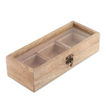 Wood spice box, ‘Rectangular Flavor’ - Hand-Carved Rectangular Wood Spice Box with Iron Latch