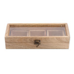 Wood spice box, ‘Rectangular Flavor’ - Hand-Carved Rectangular Wood Spice Box with Iron Latch