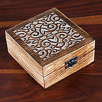 Wood decorative box, 'Entwined Jali' - Jali-Inspired Wooden Decorative Box with Entwined Vine Motif