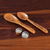 Wood serving utensils, 'Happiness is Homemade' (set of 2) - Fair Trade Handmade Polished Neem Wood Serving Utensil Set