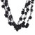 Wood beaded strand necklace, 'Midnight Loops' - Handcrafted Haldu Wood Beaded Three-Strand Necklace in Black
