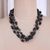 Wood beaded strand necklace, 'Midnight Loops' - Handcrafted Haldu Wood Beaded Three-Strand Necklace in Black