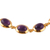 Gold-plated amethyst link bracelet, 'Amethyst Grandeur' - Polished 18k Gold-Plated Amethyst Cabochon Link Bracelet