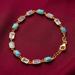 Gold-plated multi-gemstone link bracelet, 'Celestial Light' - Blue-Toned Polished Gold-Plated Multi-Gemstone Link Bracelet