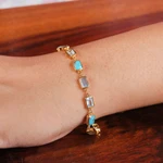 Gold-plated multi-gemstone link bracelet, 'Celestial Light' - Blue-Toned Polished Gold-Plated Multi-Gemstone Link Bracelet