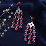 Ruby waterfall earrings, 'Capricious Cascades' - 16-Carat Faceted Ruby and Sterling Silver Waterfall Earrings