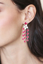 Ruby waterfall earrings, 'Capricious Cascades' - 16-Carat Faceted Ruby and Sterling Silver Waterfall Earrings