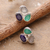 Multi-gemstone button earrings, 'Enchanted Trio' - Artisan-Made Sterling Silver Multi-Gemstone Button Earrings