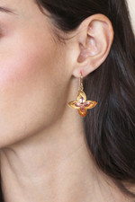 Brass dangle earrings, 'Sublime Lotus' - High-Polished Indian-Made Lotus-Themed Brass Dangle Earrings