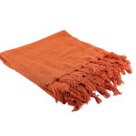 Cotton throw blanket, 'Persimmon Charm' - Fair Trade 100% Cotton Slubbed Throw Blanket in Persimmon