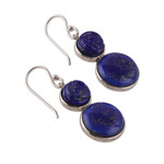 Lapis lazuli dangle earrings, 'Mystic Blue' - Textured Modern Lapis Lazuli Sterling Silver Dangle Earrings