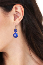 Lapis lazuli dangle earrings, 'Mystic Blue' - Textured Modern Lapis Lazuli Sterling Silver Dangle Earrings
