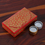 Papier mache decorative box, 'Red Whispers of Autumn' - Hand-Painted Leaf-Themed Papier Mache Wood Decorative Box