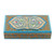 Caja decorativa de papel maché - Caja Decorativa De Madera De Papel Maché De Arte Popular Pintada A Mano Color Aguamarina