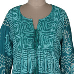 Embroidered cotton dress, 'Spring Step in Turquoise' - Cotton Shift Dress with Geometric Pattern in a Peacock Hue