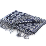 Hand-embroidered wool shawl, 'Bubble Saga' - Bubble-Patterned Indigo and Azure Embroidered Wool Shawl