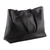 Leather tote bag, 'Midnight Trend' - Handcrafted Black Leather Tote Bag with Magnetic Closure