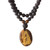 Tiger's eye beaded necklace, 'Shiva Silhouette' - Shiva-Themed Tiger's Eye and Lava Stone Beaded Necklace
