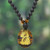 Tiger's eye beaded necklace, 'Shiva Silhouette' - Shiva-Themed Tiger's Eye and Lava Stone Beaded Necklace
