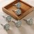 Ceramic knobs, 'Modern Sylvan' (set of 6) - Minimalist Leafy 6-Piece Green and Ivory Ceramic Knob Set