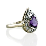 Amethyst cocktail ring, 'Dazzling Wisdom' - One-Carat Pear Amethyst and Sterling Silver Cocktail Ring