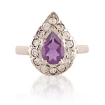 Amethyst cocktail ring, 'Dazzling Wisdom' - One-Carat Pear Amethyst and Sterling Silver Cocktail Ring