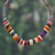 Hand-painted beaded necklace, 'Rainbow Night' - Bohemian-Inspired Handmade Beaded Necklace with Cotton Clasp
