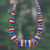 Hand-painted beaded necklace, 'Bohemian Wish' - Fair Trade Hand-Painted Beaded Necklace in Blue and Red Hues