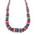 Hand-painted beaded necklace, 'Bohemian Wish' - Fair Trade Hand-Painted Beaded Necklace in Blue and Red Hues