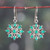 Onyx dangle earrings, 'Lake Bloom' - Floral High-Polished Faceted Green Onyx Dangle Earrings