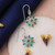 Onyx dangle earrings, 'Lake Bloom' - Floral High-Polished Faceted Green Onyx Dangle Earrings