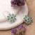 Onyx dangle earrings, 'Lake Bloom' - Floral High-Polished Faceted Green Onyx Dangle Earrings