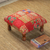 Embellished ottoman, 'Regal Celebration' - Embellished Patchwork Ottoman Footstool in a Warm Palette