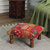 Embellished ottoman, 'Regal Celebration' - Embellished Patchwork Ottoman Footstool in a Warm Palette