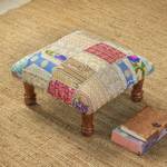Embellished ottoman, 'Dreams from Paradise' - Indian Classic Patchwork Ottoman Footstool in Bright Hues