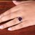 Amethyst solitaire ring, 'Sagacious Dazzle' - Faceted 6-Carat Round Amethyst Solitaire Ring from India