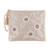 Embroidered cotton cosmetic bag, 'Tranquil Spring' - Floral Beige and Ivory Embroidered 100% Cotton Cosmetic Bag