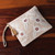 Embroidered cotton cosmetic bag, 'Tranquil Spring' - Floral Beige and Ivory Embroidered 100% Cotton Cosmetic Bag