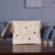 Embroidered cotton cosmetic bag, 'Tranquil Spring' - Floral Beige and Ivory Embroidered 100% Cotton Cosmetic Bag