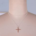 Carnelian pendant necklace, 'Fiery Cross' - Sterling Silver and Carnelian Stone Cross Pendant Necklace