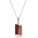 Ruby and quartz pendant necklace, 'Pink Dimensions' - Avant Garde-Themed 1-Carat Ruby and Quartz Pendant Necklace
