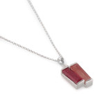 Ruby and quartz pendant necklace, 'Pink Dimensions' - Avant Garde-Themed 1-Carat Ruby and Quartz Pendant Necklace