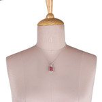 Ruby and quartz pendant necklace, 'Pink Dimensions' - Avant Garde-Themed 1-Carat Ruby and Quartz Pendant Necklace