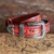 Leather belt, 'Vintage Flair in Burgundy' - Red Leaf Floral Embossed Leather Belt with Antiqued Buckle
