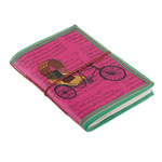 Recycled paper journal, 'Rickshaw Legend' - Traditional Rickshaw Doodle 48-Page Recycled Paper Journal