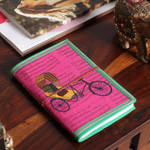 Recycled paper journal, 'Rickshaw Legend' - Traditional Rickshaw Doodle 48-Page Recycled Paper Journal