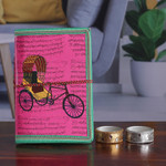 Recycled paper journal, 'Rickshaw Legend' - Traditional Rickshaw Doodle 48-Page Recycled Paper Journal