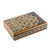 Papier mache decorative box, 'Royal Spring' - Floral-Themed Golden and Blue Papier Mache Decorative Box