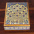 Papier mache decorative box, 'Royal Spring' - Floral-Themed Golden and Blue Papier Mache Decorative Box
