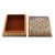 Papier mache decorative box, 'Royal Spring' - Floral-Themed Golden and Blue Papier Mache Decorative Box